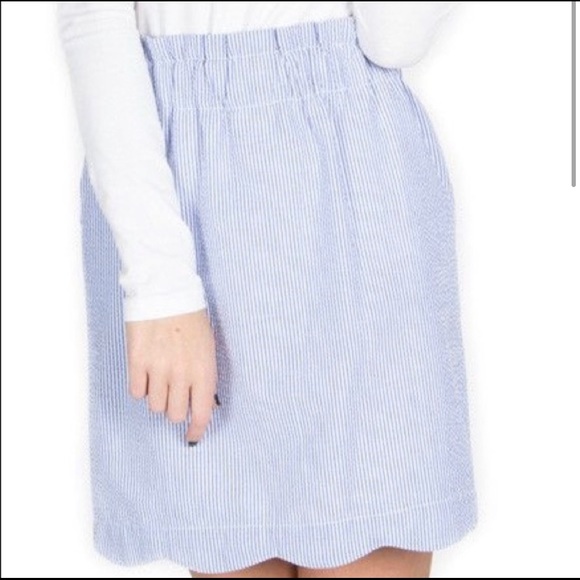 🆕Lauren James Seersucker Scallop Paperbag Skirt - Picture 2 of 7